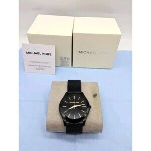 Michael Kors Men's Slim Runway Black-Tone Mesh Bracelet Watch MK8607 - Excellent
